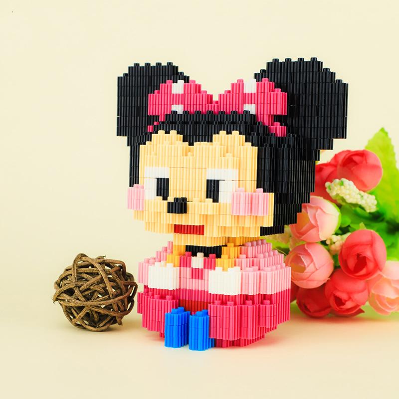 354pcs+ Connection Building Blocks Mickey Mouse Winnie Pooh Donald Daisy Piglet 3D Model Mini Brick Figures For Children Toys