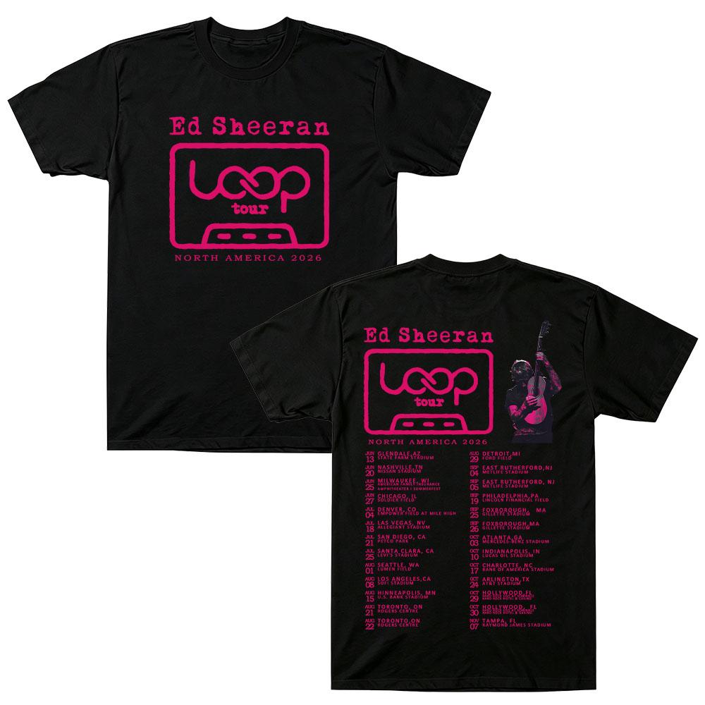 Ed Sheeran 2026 Nord America Tour Magliette 2026 Loop Concerto Nuova Data Stampa Grafica Maglietta Cotone Alta Qualità Magliette Unisex