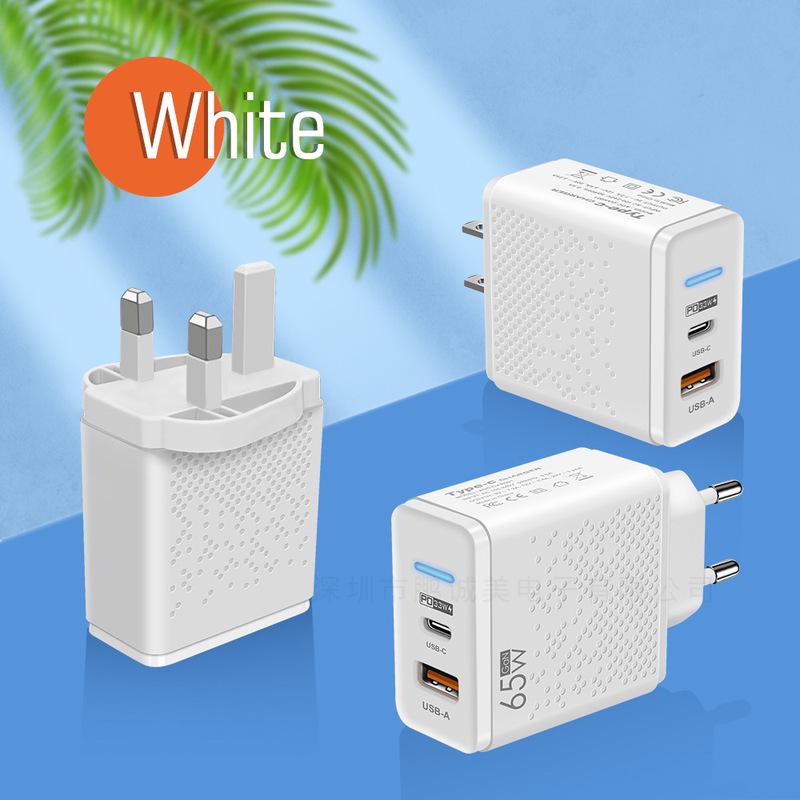 

65W GaN PD+USB EU/UK Fast Charger for Phones & Laptops Color Box (No product, random without notes) чорний