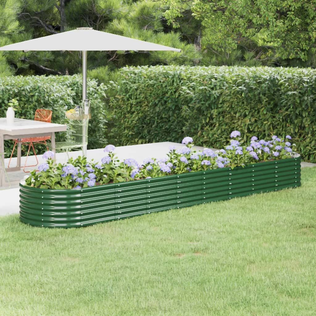 Raised Garden Bed Galvanized Steel 368 X 80 X 36 Cm Green