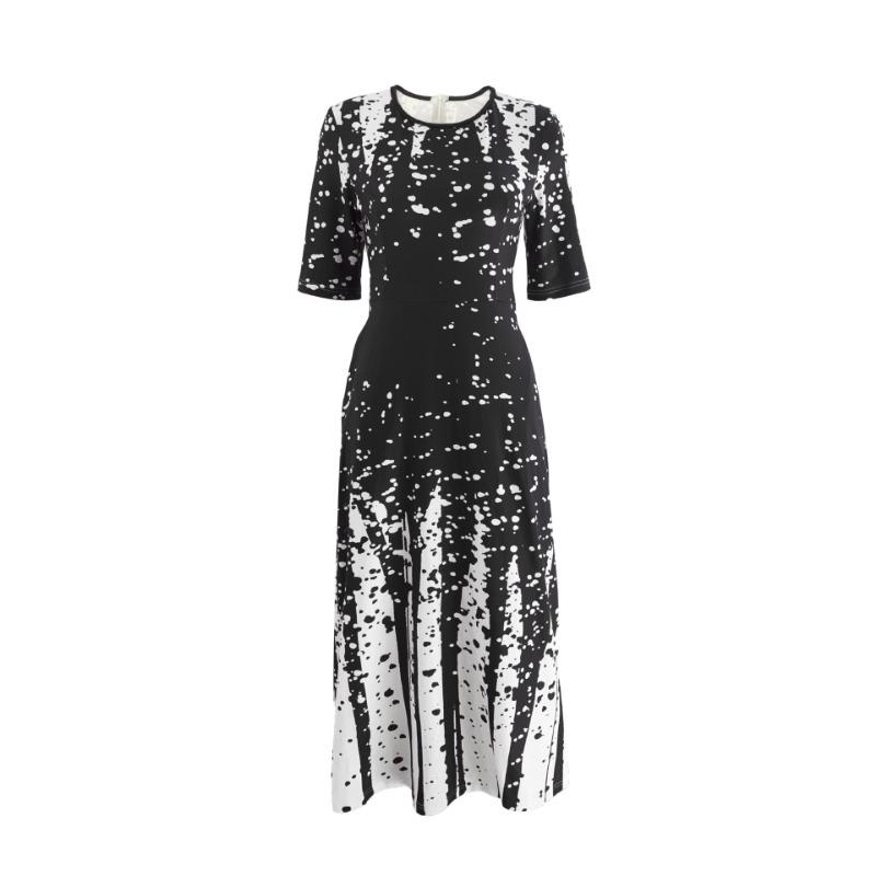 GMXIA Women's Personalised Fashion Gradient Positioning Print Short Sleeve O-Neck Dresses