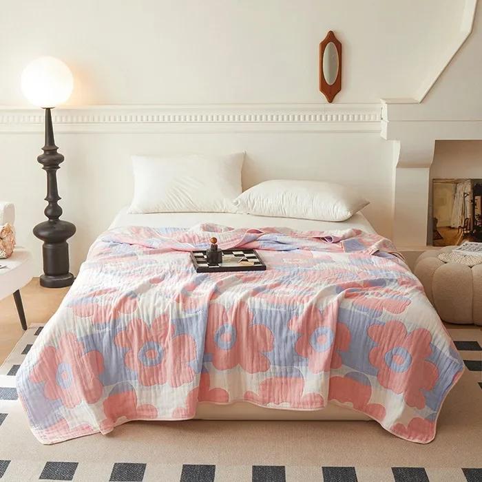 New Class a Cotton Is Not Easy to Shrink 6 Layers Gauze Blanket Towel Blanket Summer Blanket