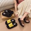 Two-In-One And A Half Slippers Temperament Fashionable Outer Wear Season Thick Bottom Super Soft Leopard Print One-Word Drag Girl