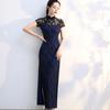 Retro Chinese Cheongsam Slim Lace Traditional Qipao Wedding Dress Lace Cheongsam Evening Party