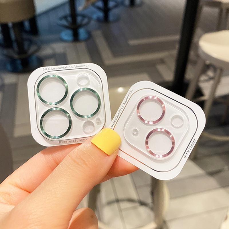 For iPhone 14 15 Pro Max / 14 15 Plus Rear Camera Lens Tempered Glass + Metal Protector Ring