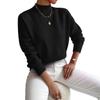 Women's Slim-Fit Ribbed Knit Mock Neck Long Sleeve Tops