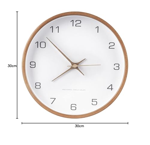 IFEND Stylish Wall Clock, Silent, Non-Radio-Controlled, Continuous Second Hand, 25cm, Nordic Design, Includes One Battery and Hook (White (30cm))