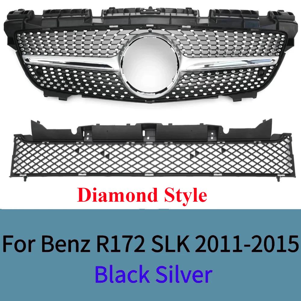 For Mercedes R172 SLK 2011-2015 Front Bumper Grille Mesh Diamond GT Style ABS Plastic Car Styling Tuning Accessories