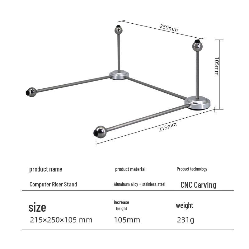 Universal Portable Aluminum Laptop Stand & Cooling Riser