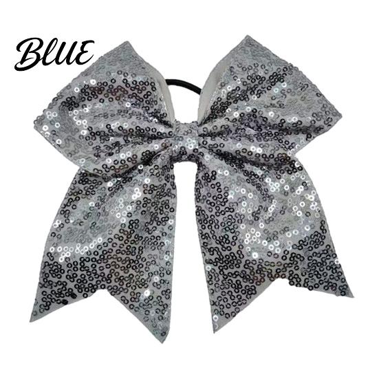 Large Glitter Bow Ties Sequins Hair Bows Elastic Tie Cheerleading Bands for Girls Band Ponytail Holder Scrunchies Women Teens Kids Colorful Sequin