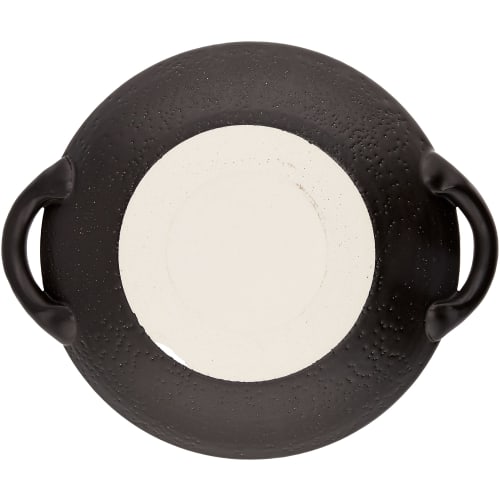 Saji Pottery Banko Ware Open Fire Handled Ceramic Plate Small Black Drops 33-101