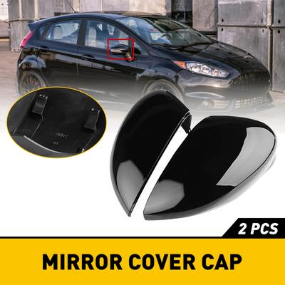 2Pcs Car Rear View Mirror Cover For Ford Fiesta MK7 2008-2017 Accessories Black Side Door Wind Rearview Mirror Cap Car