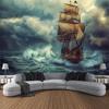 Navigation Landschaft Wandteppich Retro Piratenschiff Kunst Wandbehang Fantasy Bohmische Ästhetik Dekoration Raum Kunst Wanddekoration