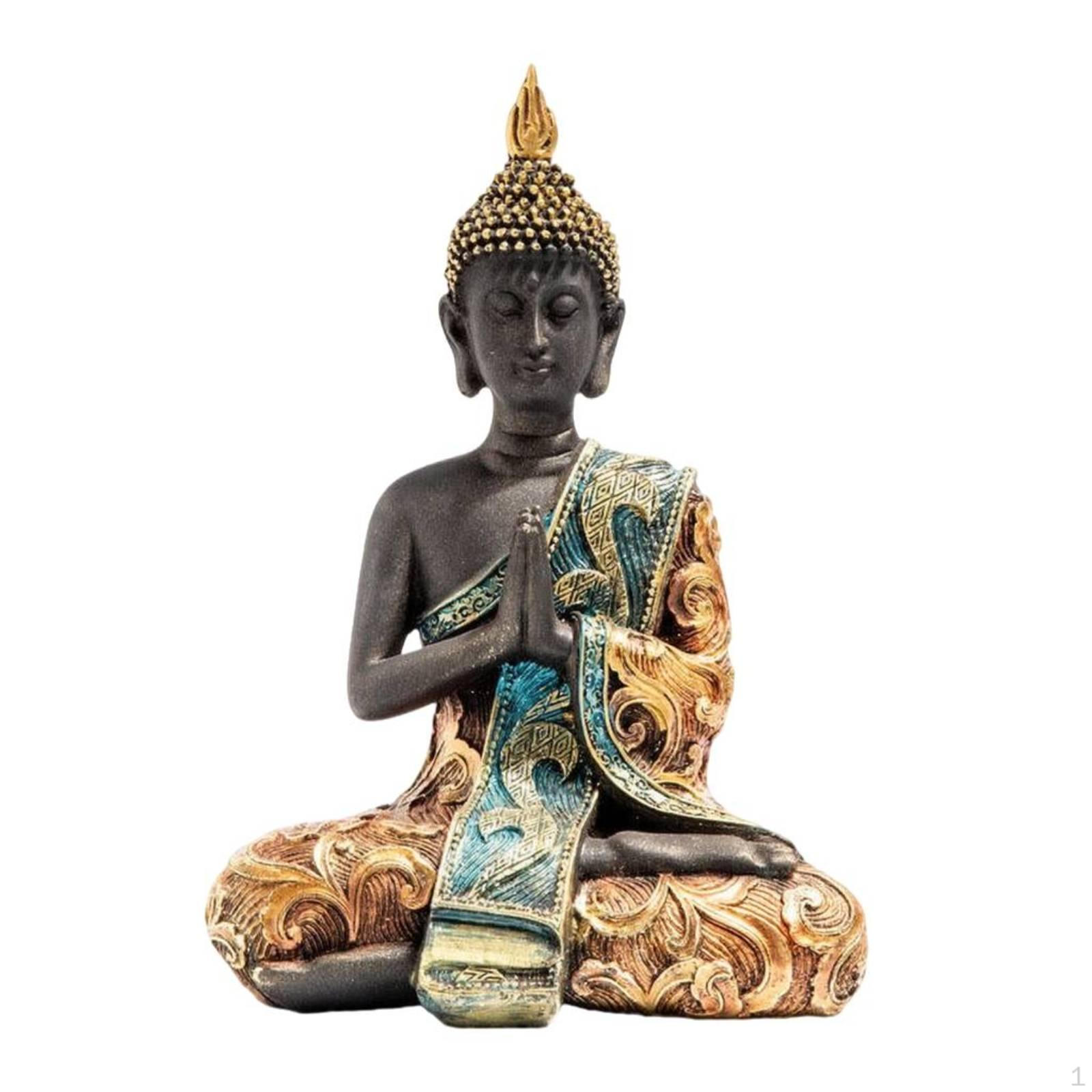 Meditating Buddha Figurine Resin Meditation Ornament Handcrafted Look Buddhist Decoration