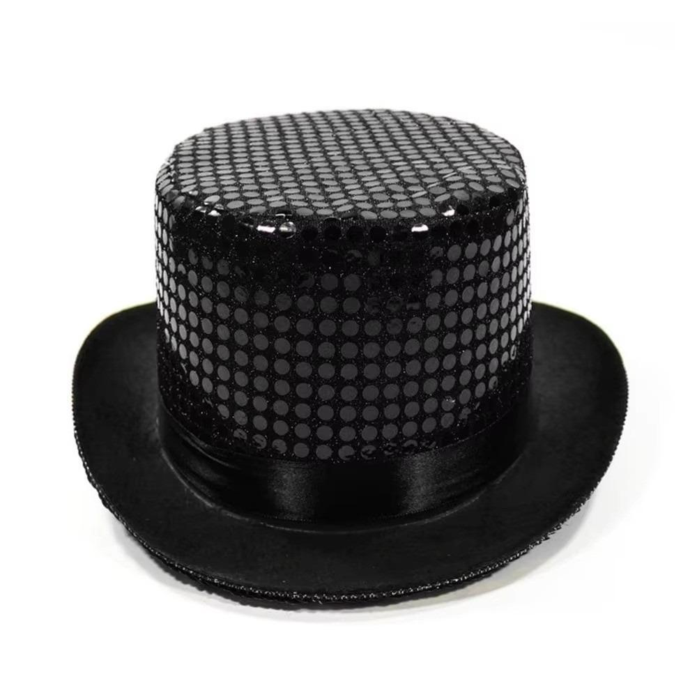 Sequined Glitter Top Hat British Style Multicolor Glittering Magician Hat Durable Lightweight Polyester Bowler Jazz Hat