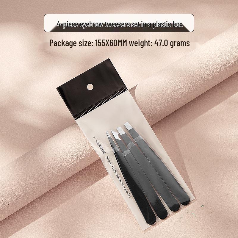 Stainless Steel 96-Piece Eyebrow & Beard Tweezers Set with Double Eyelid Stickers