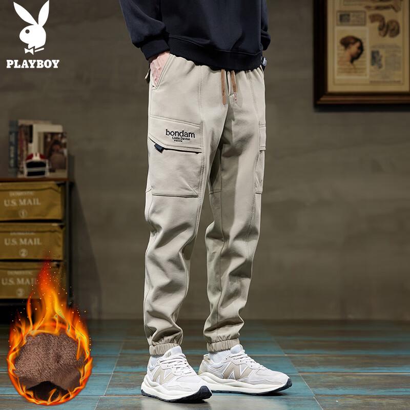 PLAYBOY Men's Fleece Lined Jogger Cargo Pants