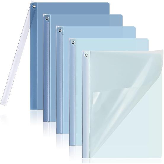 

BAYTORY 5Pcs Clear Report Covers with Swing Clip, Plastic Folders for A4 and Letter Size Paper, Clear Front Presentation Binder for School Business, синий