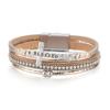 Multi Layer Leather Bracelet with Cross Pendant and Beaded Accents Adjustable Magnetic Clasp for Men and Women Bohemian Style Jewelry Accessory