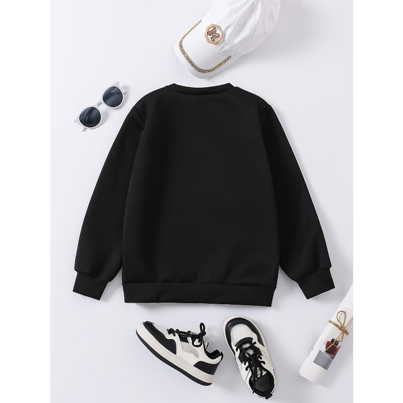 Girls' Fashion New Knit Sweatshirt with Cute Cat Print, Spring/Autumn Clothing