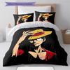 One Piece Monkey D Luffy Pattern Bedding Quilt Set Quilt Cover Pillowcase Home Birthday Gift(1 * Duvet Cover + 2 * Pillowcase, Without Core)