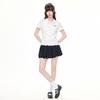 Korean White Polo Collar Letter Embroidered Short-sleeved T-shirt Summer Fungus Edge Unique Design Top Women