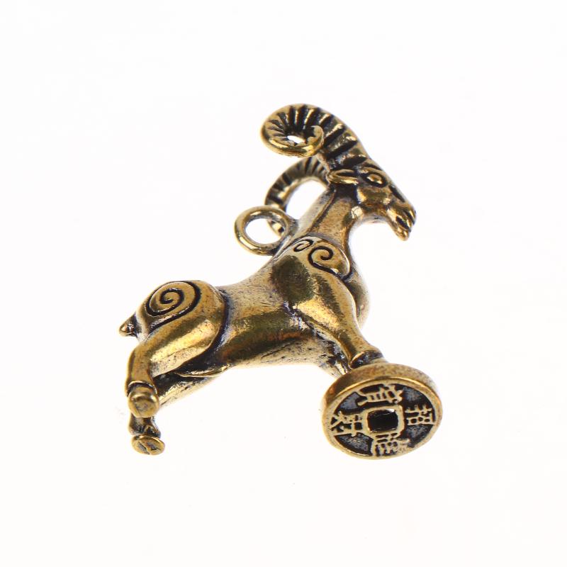 2027 Zodiac Goat Sculpture Step On Money Sheep Figurine Brass Animal Statue Desktop Ornament Wealth Fengshui Home Decor