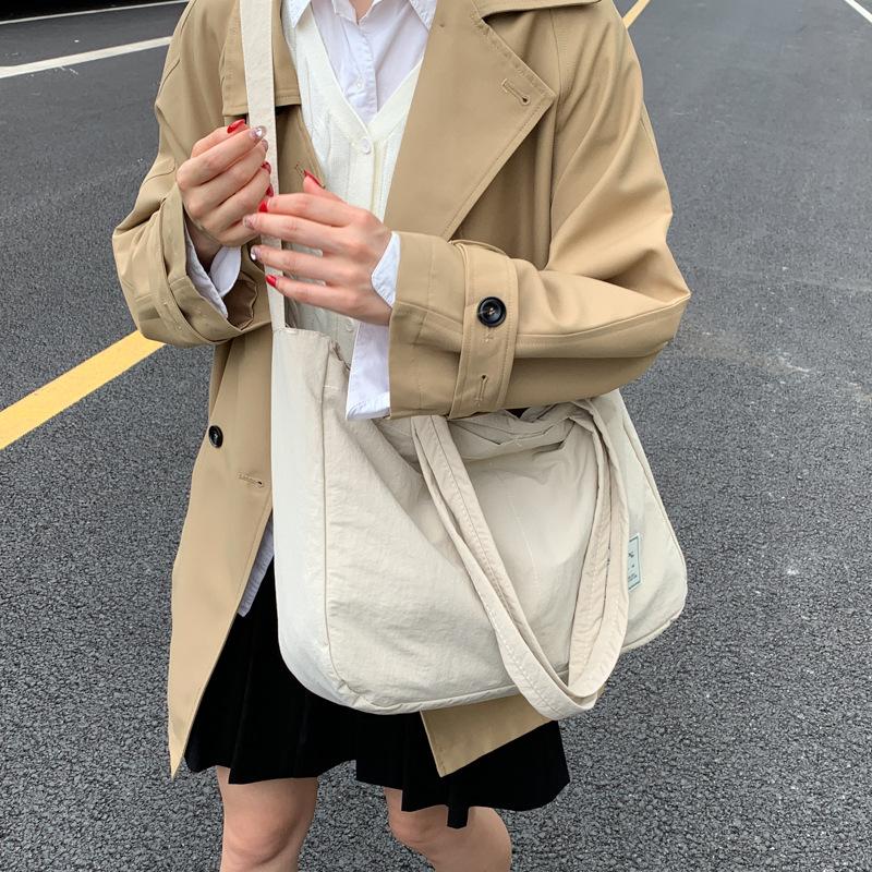 Japanese Solid Color Casual Anti-splashing Nylon Shoulder Bag Summer Lazy Wind Neutral Large-capacity Portable Messenger Bag