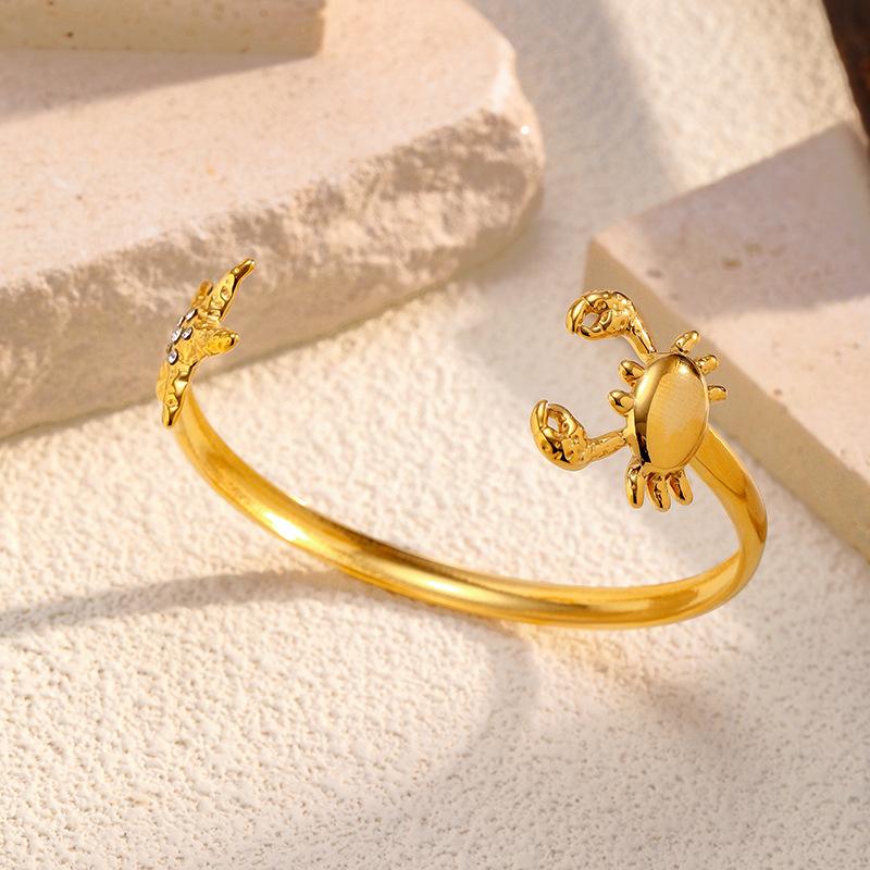 Gold Opening Adjustable Titanium Steel Bracelet Crab Starfish Stainless Steel Bracelet Light Luxury High Sense Does Not Fade Bracelet