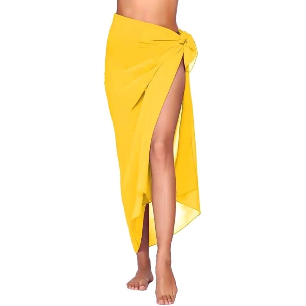 

Scarf Short Length Beach Dress Multi-Color Knot Waist Sarong Beach Sheer Material Mesh Beach Wrap Dress Beach Wear One Size жёлтый