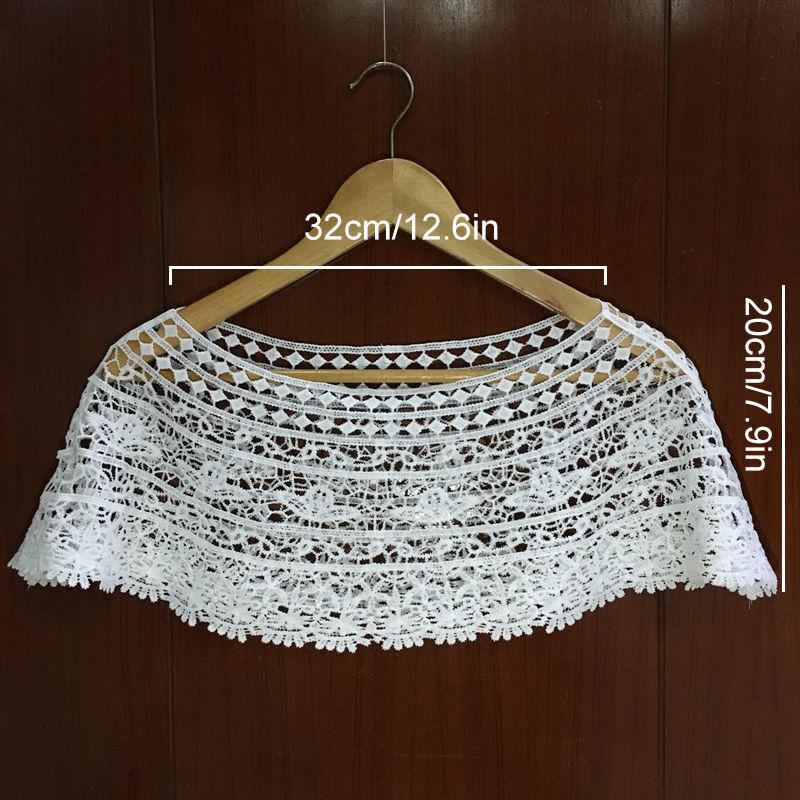 

1 шт. Вязаный крючком модный пуловер Элегантное полиэфирное волокно Однотонная шаль Повседневная одежда Короткий с ажурным узором