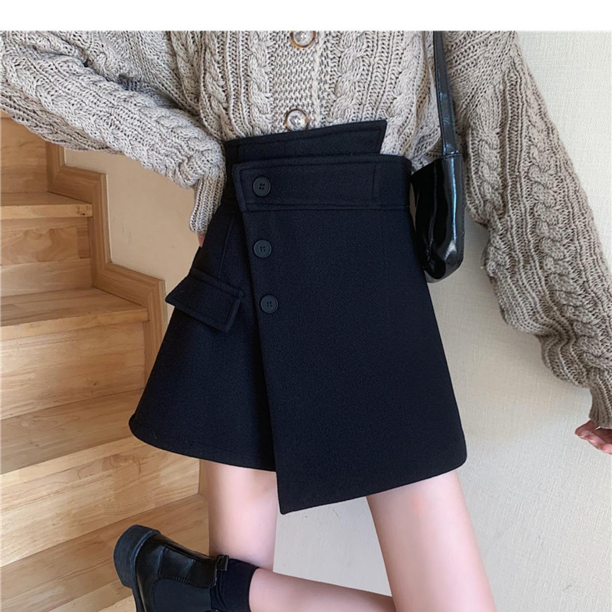 

Women s Summer 2023 Petite High Waist A-Line Skirt with Irregular Buttons L