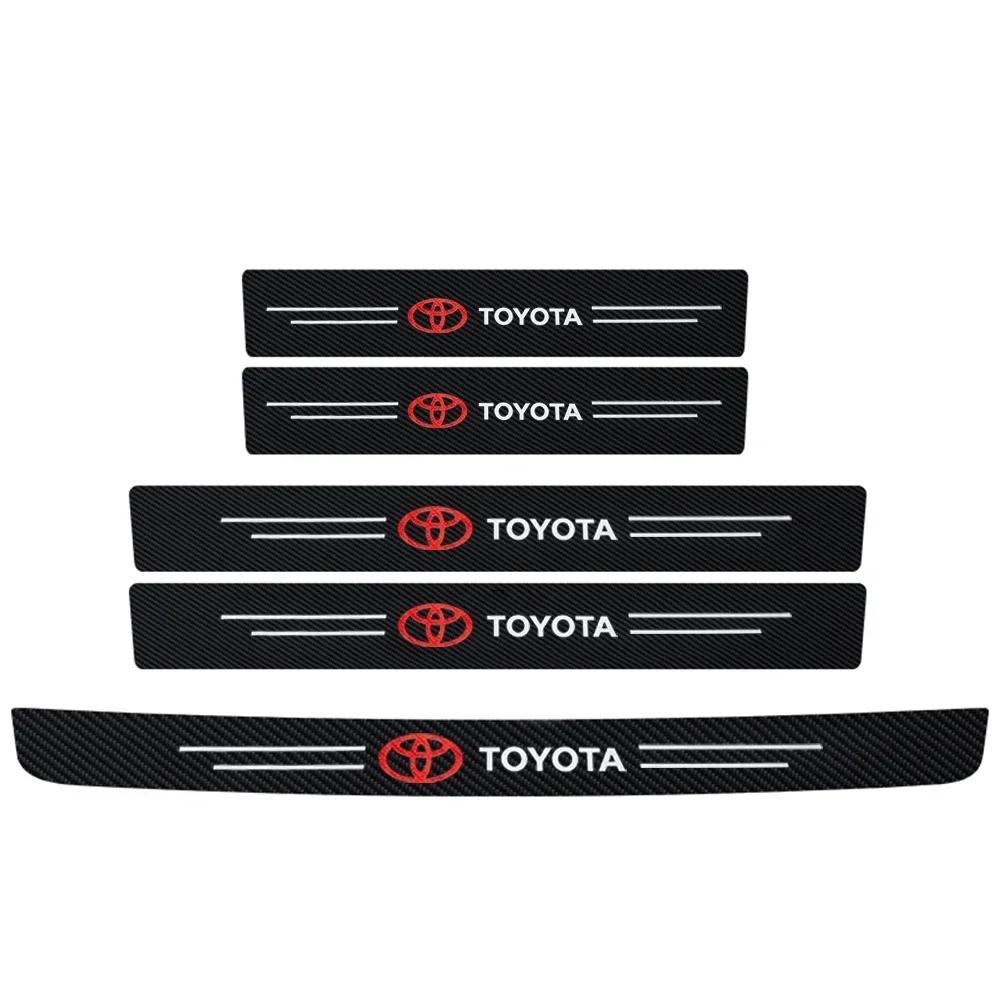 QDJ1 Car Threshold Strip Carbon Fiber Sticker Car Door Sill Protector Accessories For Toyota Rav4 Yaris Prius Avensis Corolla Camry