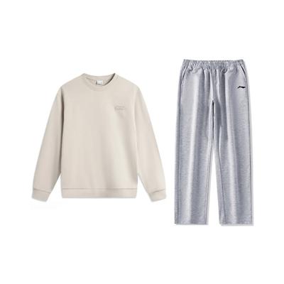 Minimalist Solid Color Skin-Friendly Breathable Comfortable Crew Neck Pullover Long Sleeve Sweatshirt Casual Sports Set AWDVK45-3+AKLU881-2