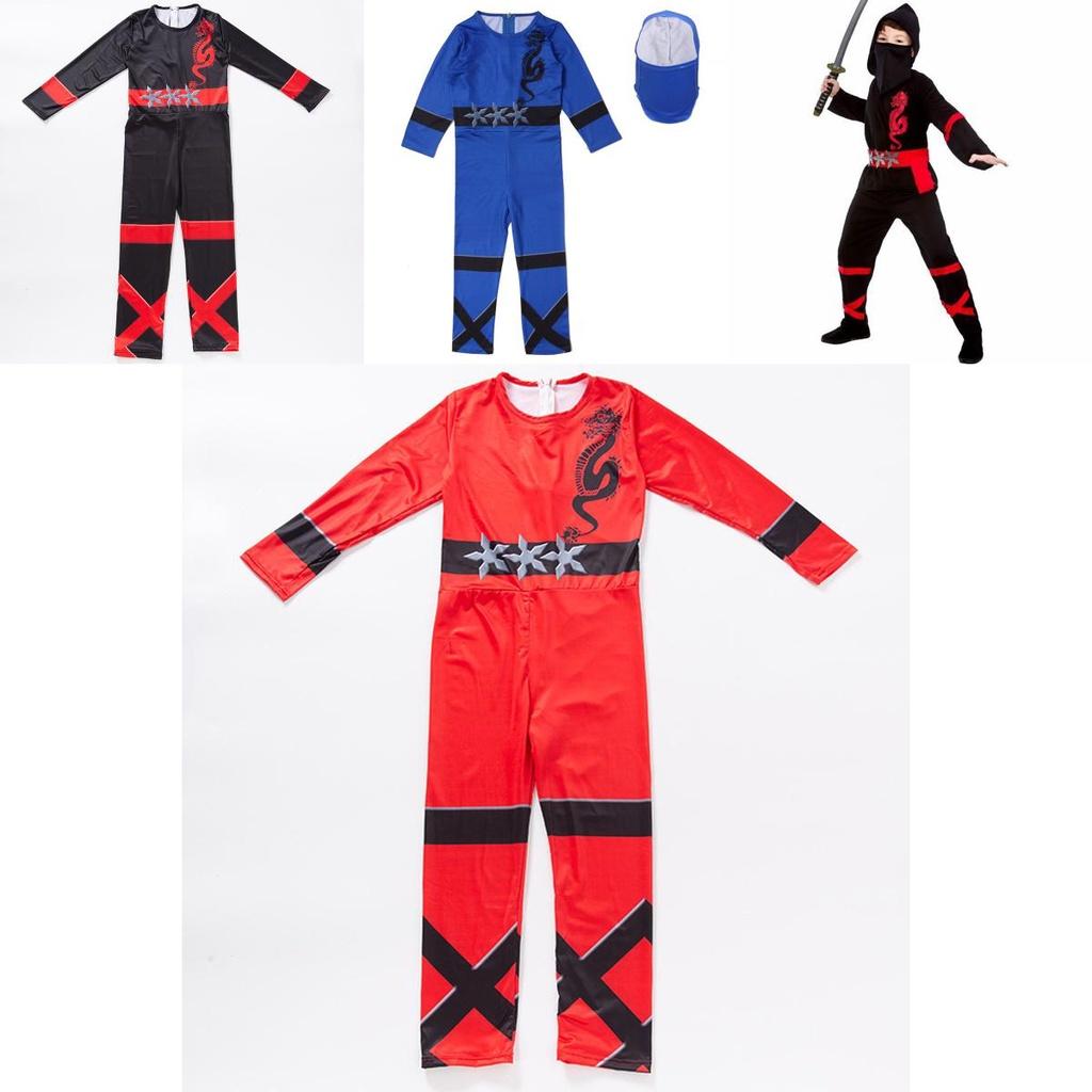 Boys Power Ninja Costume Martial Arts Japanese Samurai Warrior Fancy Dress