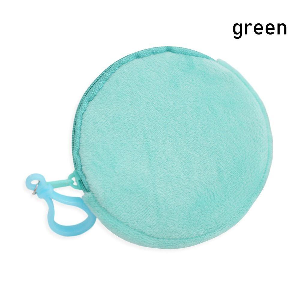 1Pcs Kawaii ID Card Bag Round Coin Purse Pure Color Keychain Coin Bag Plush Thin Short Cute Wallet for Women