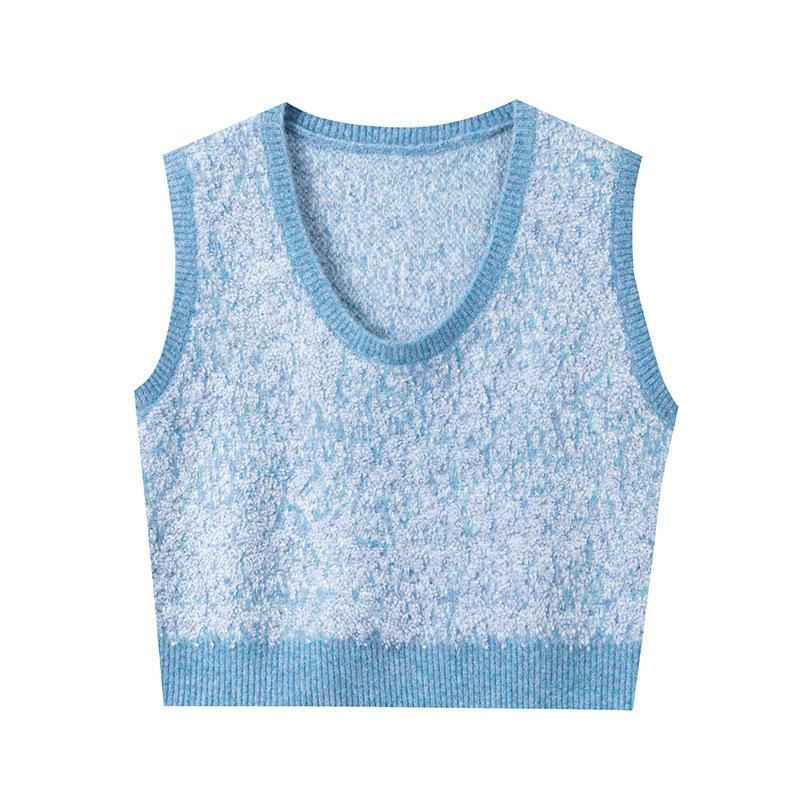 Soft Waxy Skin-friendly Alpaca Wool Blended Neck Knitted Sweater Women's Autumn New Sweater, Thin Stacked Vest