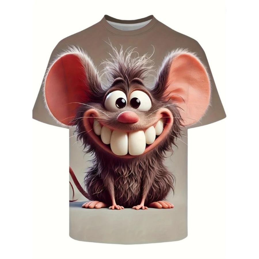 

Детская стильная футболка с 3D цифровой печатью, с мультяшным рисунком грузовика и животного, для мальчиков, с коротким рукавом, круглым вырезом, повседневная 170