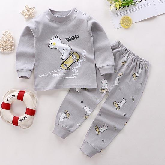 Pantaloni invernali per bambini a maniche lunghe o collo T-shirt Set pantaloni larghi casual da 2 pezzi in cotone con stampe di cartoni animati