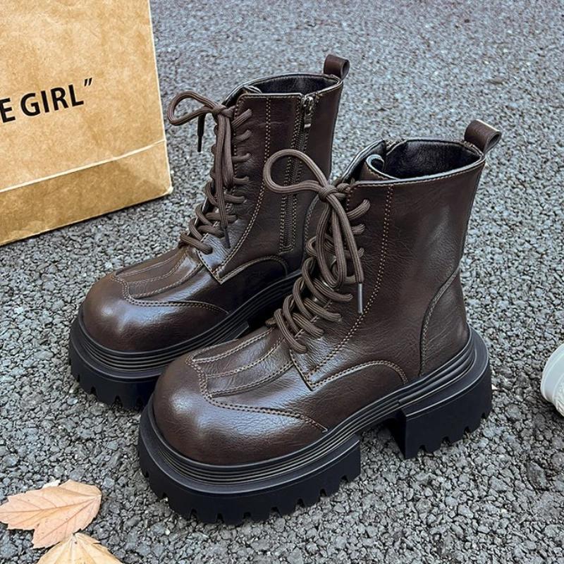 

Женские ботинки, балетки, платформа, дизайнерские, модные, спортивные туфли для женщин, ботильоны, зимний новый тренд, ретро, мотоциклетные ботинки, Mujer 35