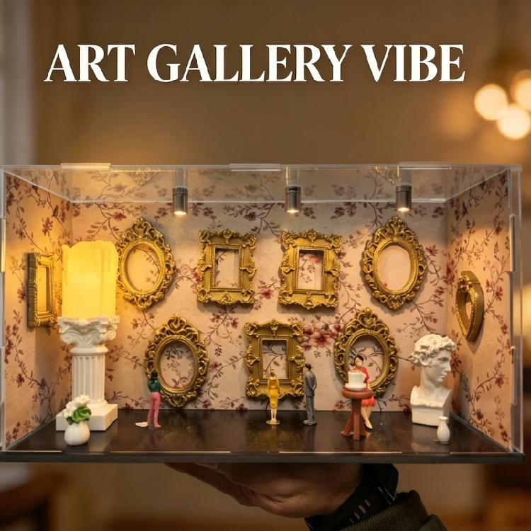 Personalize Memory Display Mini Museums Silhouettes Box Craft Set with Gold Frame for Celebrating Special Moment Gift