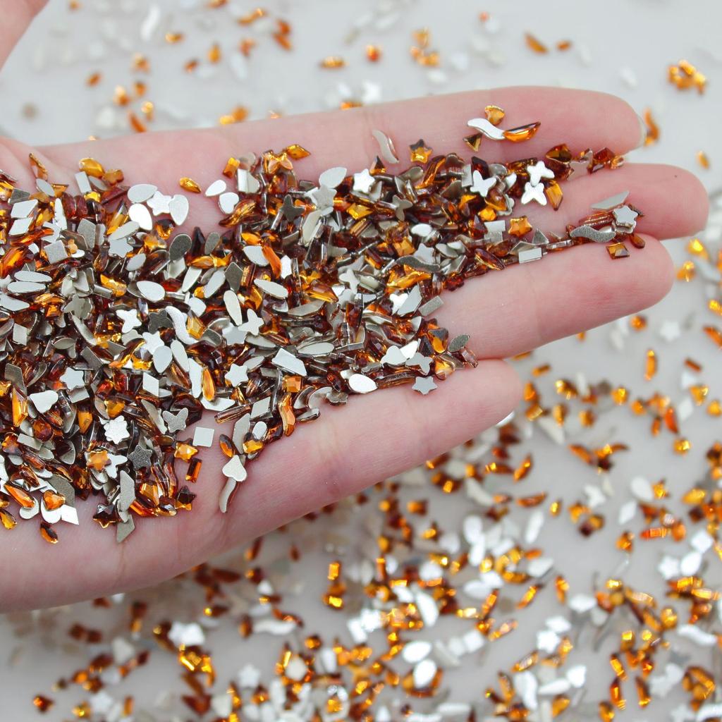 Yiwu Nail Art Diamond Mixed Mini Small Nail Art Flat Bottom Special-Shaped Diamond Mixed K9 Champagne Nail Art Jewelry