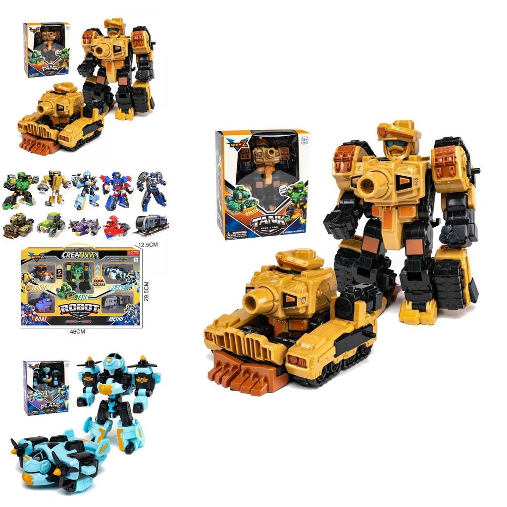 Transforming Car Robot Mech Action Figure Toy Cartoon Collectible With Puzzle Assembly Plastic Material