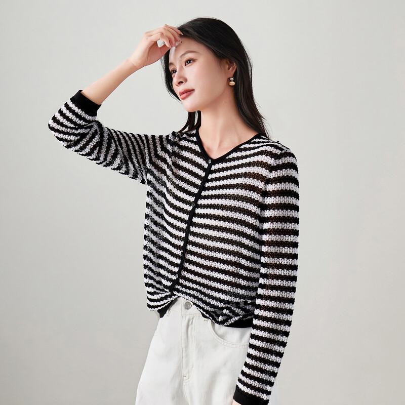 SOFSIL Women's Striped Lyocell Knit Cardigan