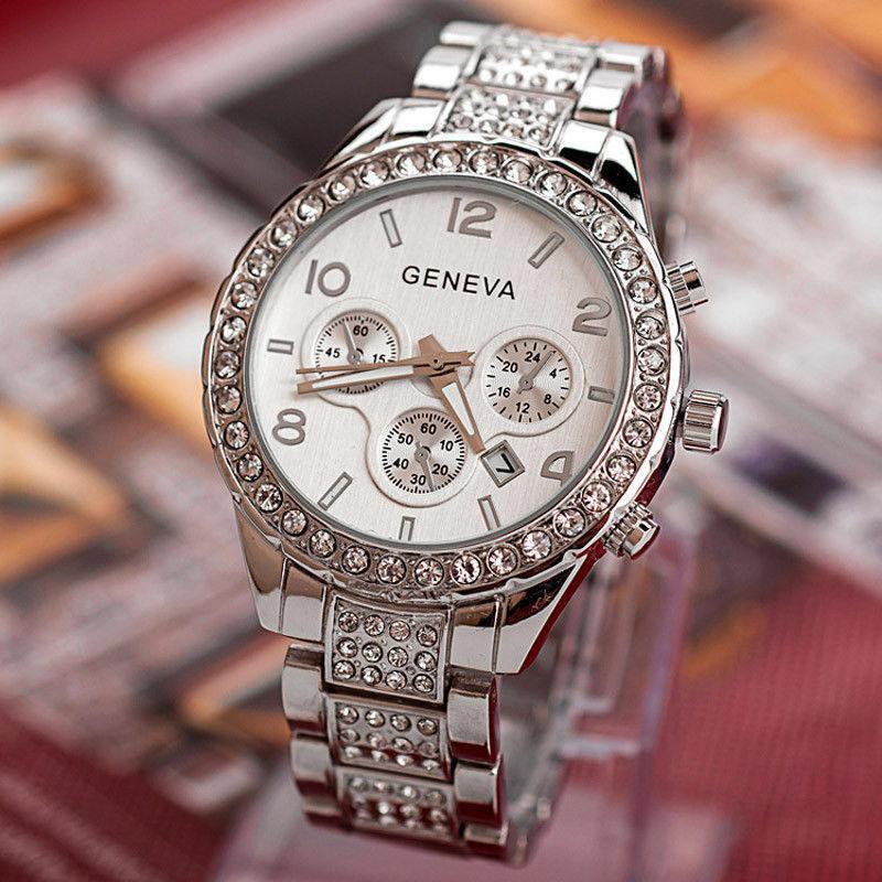 Stainless New 2019 Steel Luxury Women Crystal Quartz Analog Wrist Watch Fashion