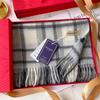 British Plaid 100 Cashmere Scarf Men's Winter Warmth Black and White Gray Business Scarf Men's