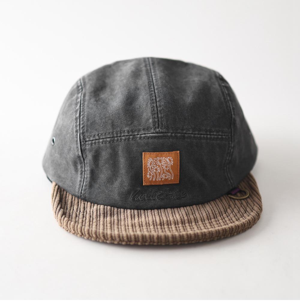 Fashion Hat Corduroy Splicing Cloth Label Color Matching Short-brimmed Hat Men's and Women's Simple Casual Versatile Fashion Trend Five-piece Hat