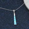 Long Pillar Shape Pendant Necklace For Women Girl Inlay Blue Imitation Opal Necklace Chain Wedding Party Jewelry Gifts