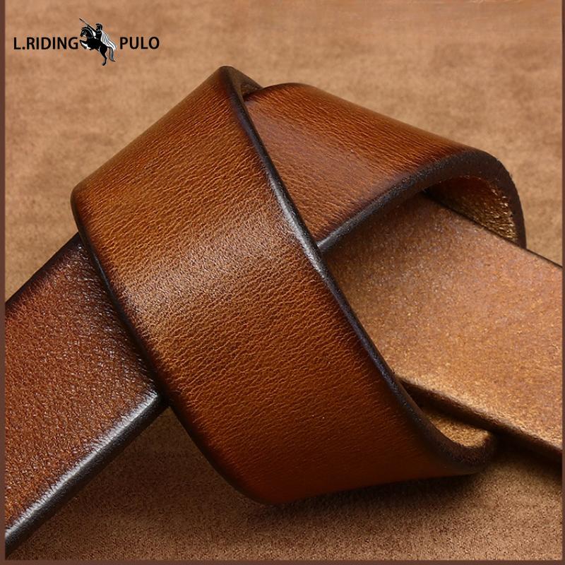 Men's Genuine Leather Belt with Pin Buckle, Retro Pure Copper, Simple and Versatile Jeans Belt