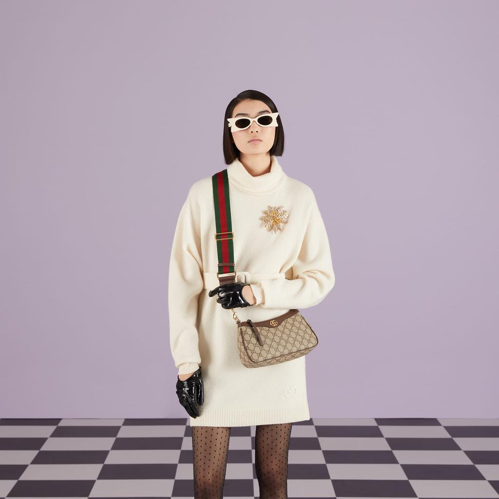 Gucci Ophidia GG Small Handbag Beige/Ebony Supreme Women Shoulder_bags Tan 735132-FABLE-9442